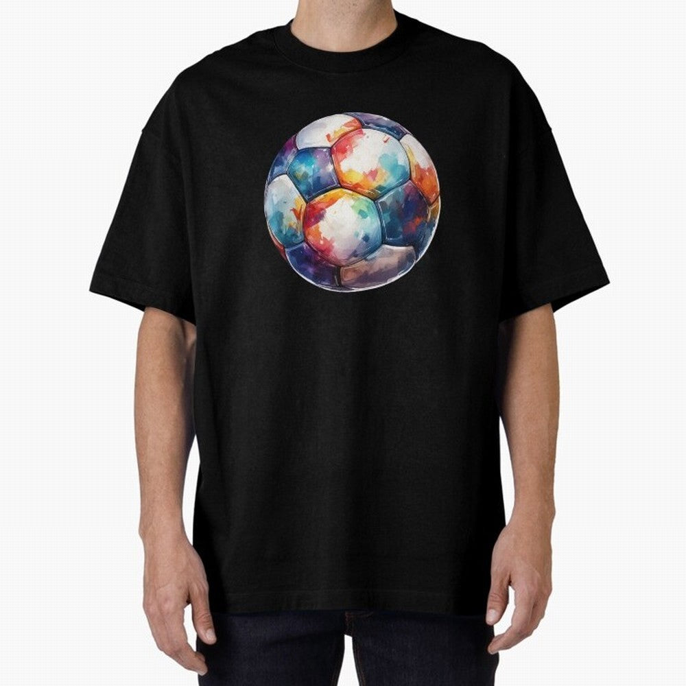 Football Soccer Ball Watercolor Illustration Drawing Classic T-Shirt Get Ready for Global Football Passion for FIFA World Cup 2026 USA Canada Mexico, Capturing Messi and Cristiano Ronaldo, Argentina, Vintage Soccer Flavor, Modern Football Stars,