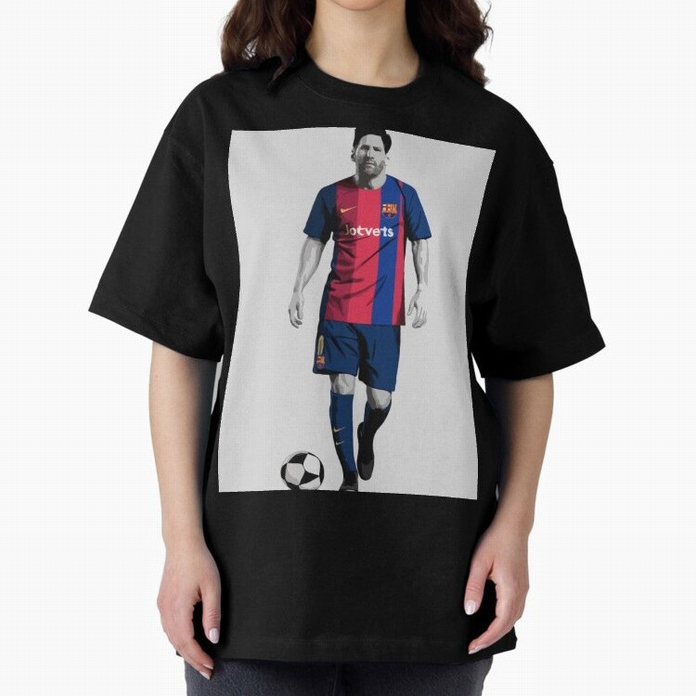 Lionel Messi Barcelona Illustration ¨C Iconic Football Artwork Classic T-Shirt Feel the Trophy Chase of Global Football Passion for FIFA World Cup 2026 Group Stage, Inspired by CR7, England and Germany, Vintage Soccer Flavor, Modern Football Stars,