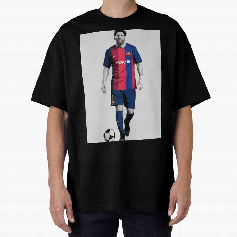 Lionel Messi Barcelona Illustration ¨C Iconic Football Artwork Classic T-Shirt Feel the Trophy Chase of Global Football Passion for FIFA World Cup 2026 Group Stage, Inspired by CR7, England and Germany, Vintage Soccer Flavor, Modern Football Stars,