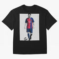 Lionel Messi Barcelona Illustration ¨C Iconic Football Artwork Classic T-Shirt Feel the Trophy Chase of Global Football Passion for FIFA World Cup 2026 Group Stage, Inspired by CR7, England and Germany, Vintage Soccer Flavor, Modern Football Stars,