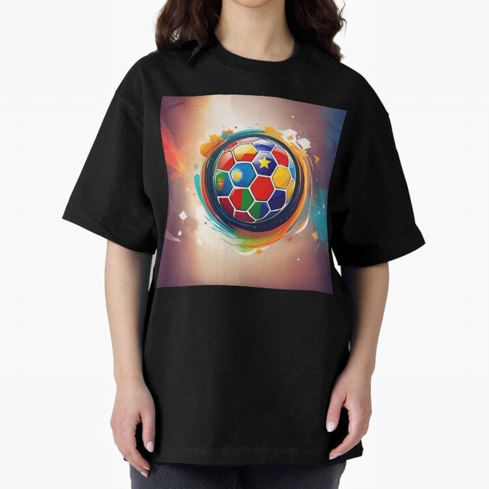 soccer 1 Oversized T-Shirt Cheer through Every Moment of Global Football Passion for FIFA World Cup 2026 USA Canada Mexico, Driven by Messi, Portugal, Spain and Germany, Vintage Soccer Flavor, Modern Football Stars, National Flags and Final Night