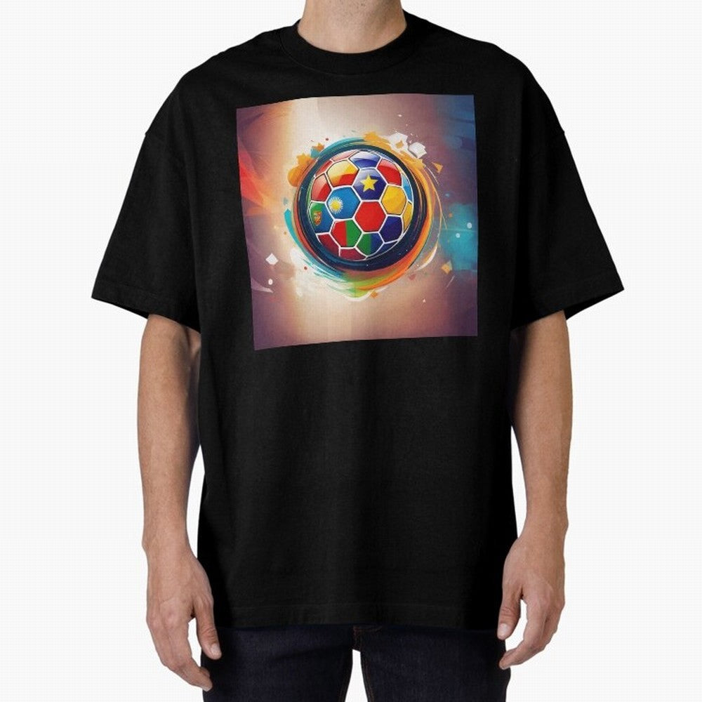 soccer 1 Oversized T-Shirt Cheer through Every Moment of Global Football Passion for FIFA World Cup 2026 USA Canada Mexico, Driven by Messi, Portugal, Spain and Germany, Vintage Soccer Flavor, Modern Football Stars, National Flags and Final Night