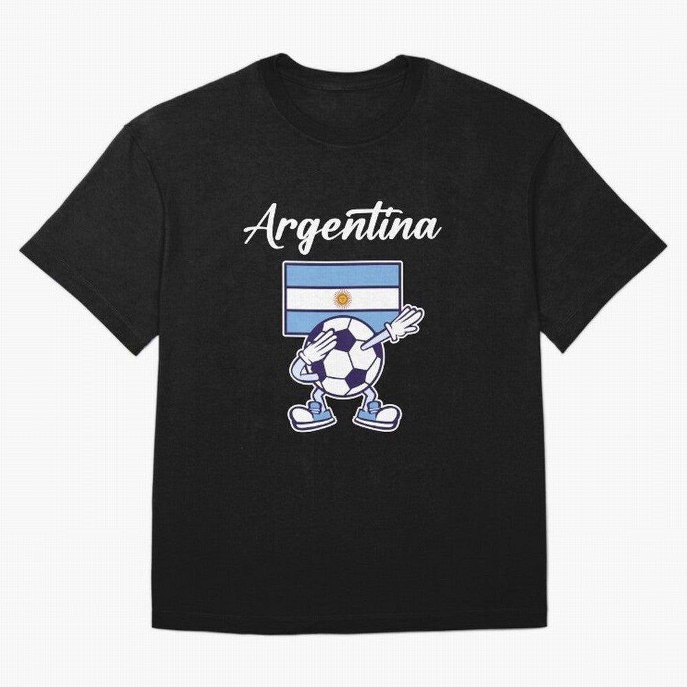 ARGENTINA - Dabbing Football Soccer Ball - ARGENTINA Oversized T-Shirt Represent the Passion of Global Football Passion for FIFA World Cup 2026, Inspired by Neymar, Haaland and Cristiano Ronaldo, France and Portugal, Championship Spirit, Famous