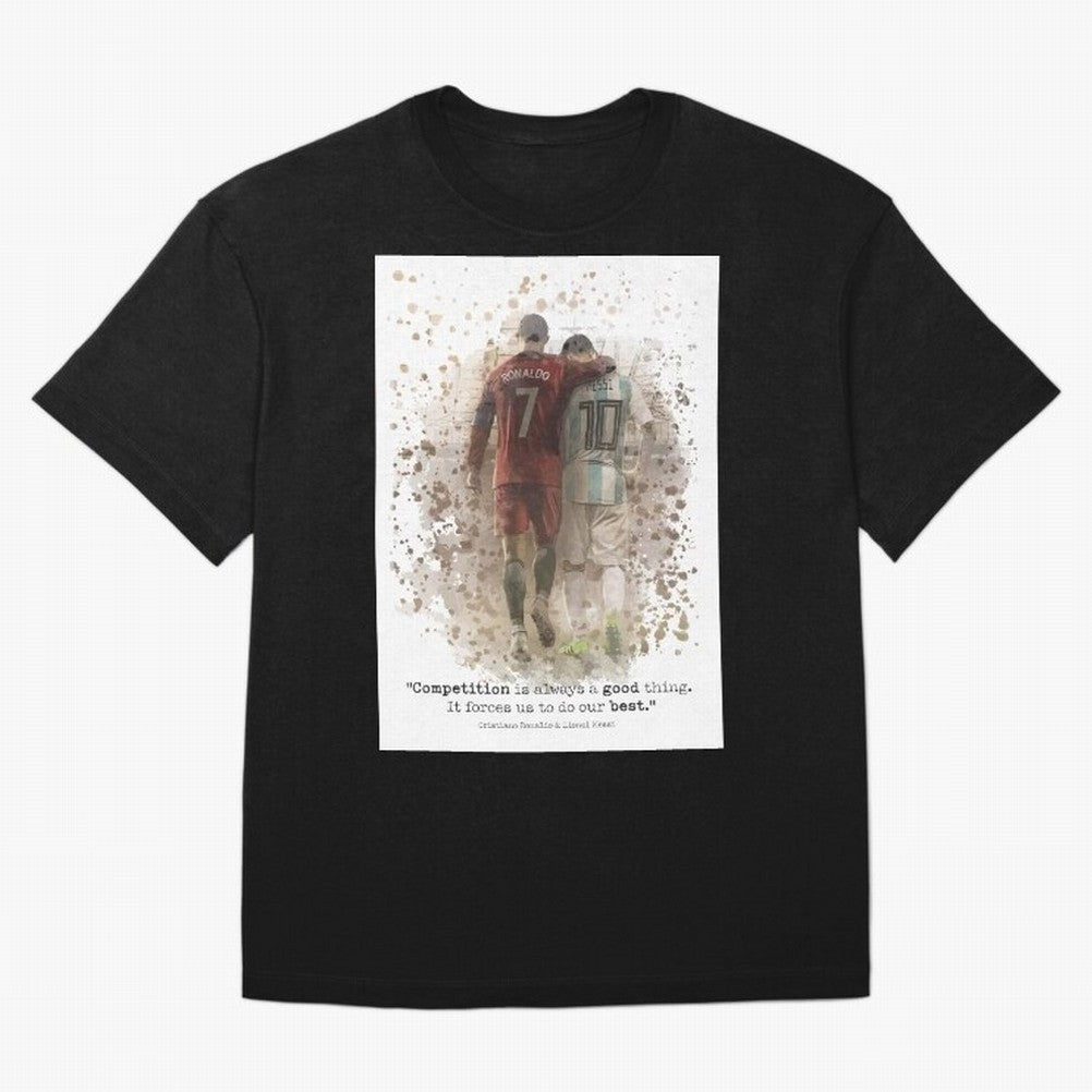 Cristiano Ronaldo Messi Soccer Quote Poster Oversized T-Shirt Celebrate the Stars of the FIFA World Cup 2026 Group Stage Journey through Neymar Highlights, France Pride, Football Festival Excitement, Trophy Ambitions, Country Rivalries and Star