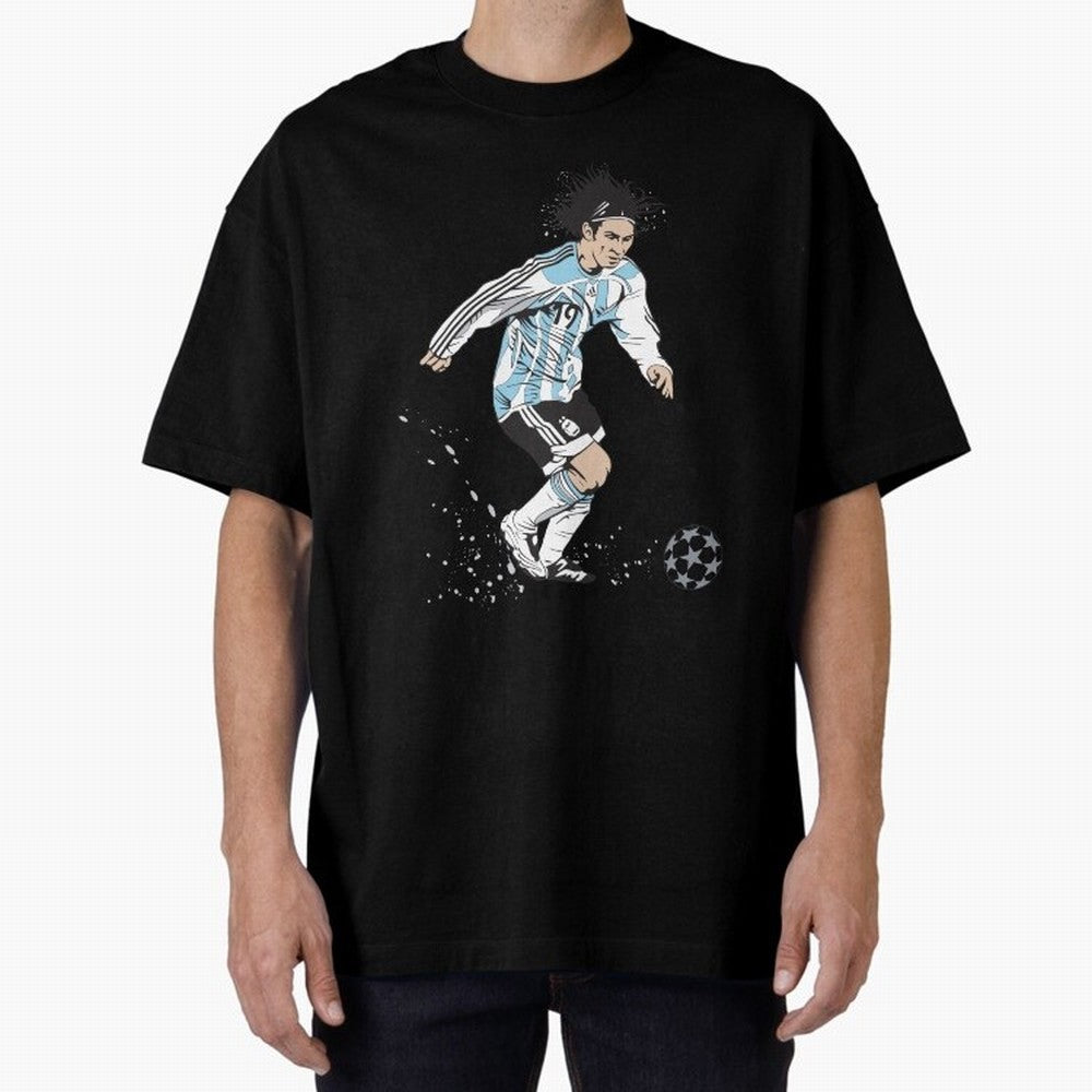 Lionel Messi runner Oversized T-Shirt Celebrate National Team Dreams in Global Football Passion for FIFA World Cup 2026 USA Canada Mexico, Featuring CR7 and Messi, England, France and Netherlands, Vintage Soccer Flavor, Modern Football Stars,