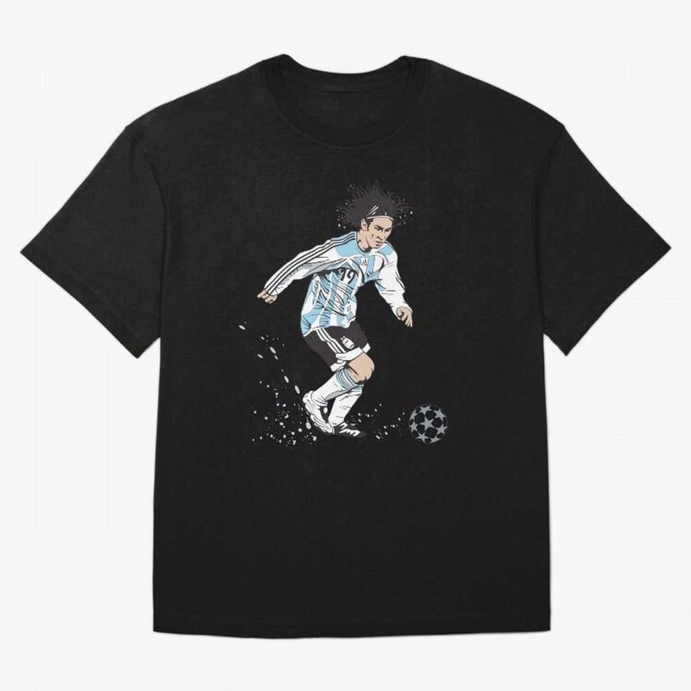 Lionel Messi runner Oversized T-Shirt Celebrate National Team Dreams in Global Football Passion for FIFA World Cup 2026 USA Canada Mexico, Featuring CR7 and Messi, England, France and Netherlands, Vintage Soccer Flavor, Modern Football Stars,