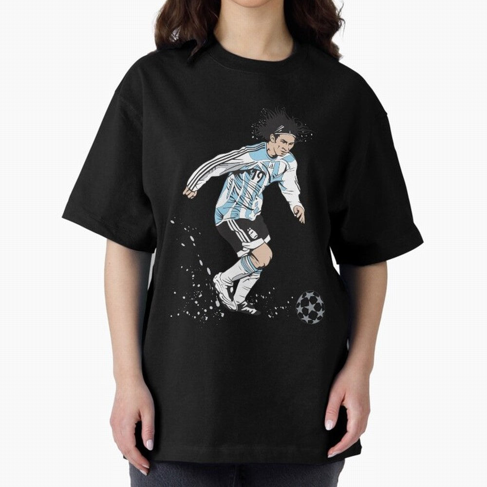 Lionel Messi runner Oversized T-Shirt Celebrate National Team Dreams in Global Football Passion for FIFA World Cup 2026 USA Canada Mexico, Featuring CR7 and Messi, England, France and Netherlands, Vintage Soccer Flavor, Modern Football Stars,