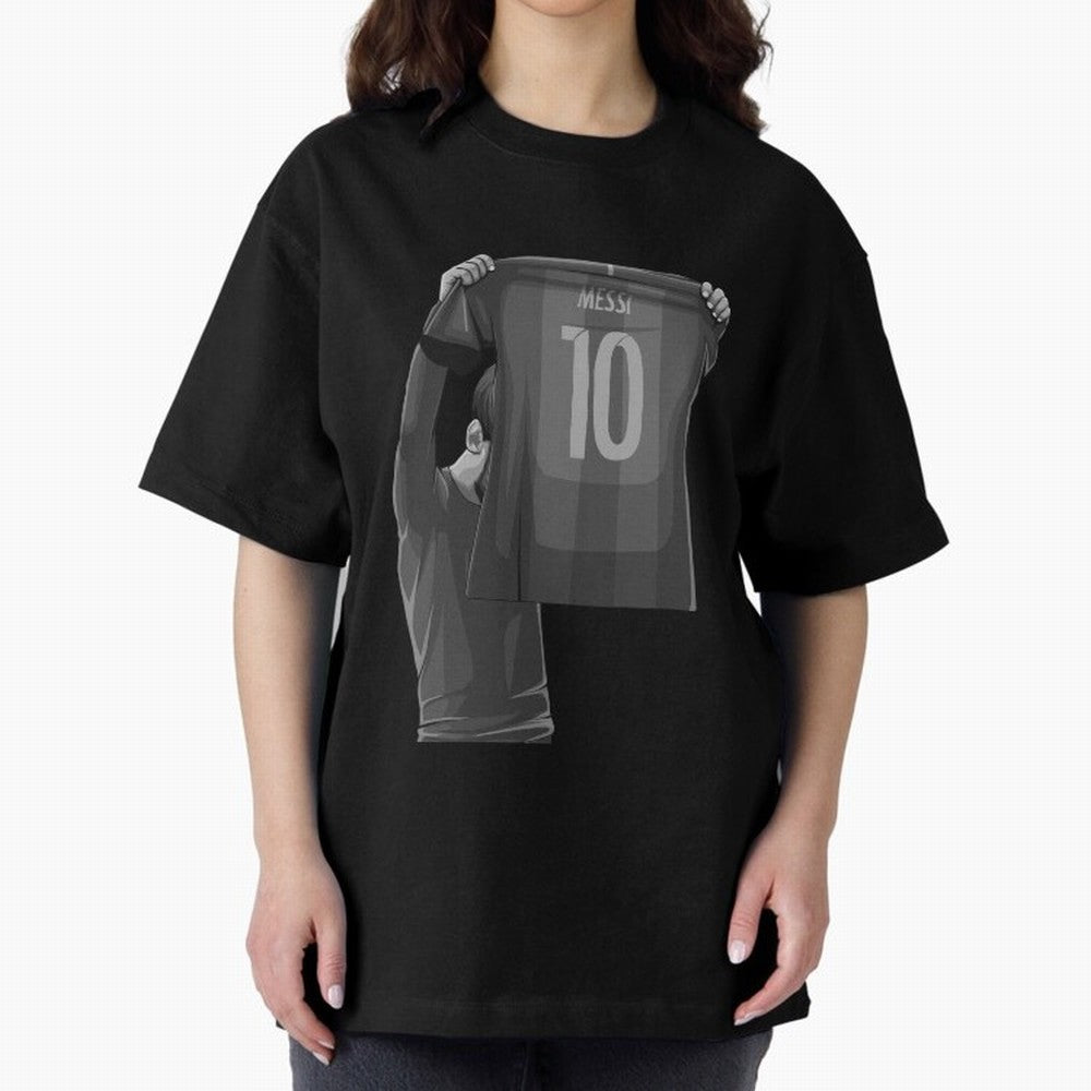 Lionel Messi Black and White Version Oversized T-Shirt Bring Retro Soccer Energy to FIFA World Cup 2026 for Fans of Cristiano Ronaldo and Brazil, Portugal and Argentina, Bringing Classic Soccer Heritage, Championship Pressure, Fan Loyalty and