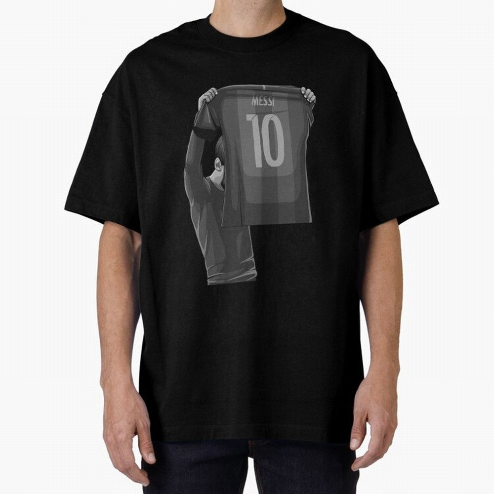 Lionel Messi Black and White Version Oversized T-Shirt Bring Retro Soccer Energy to FIFA World Cup 2026 for Fans of Cristiano Ronaldo and Brazil, Portugal and Argentina, Bringing Classic Soccer Heritage, Championship Pressure, Fan Loyalty and
