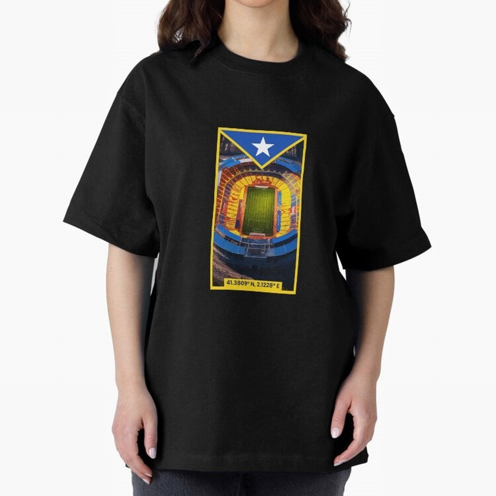 Barcelona Stadium Coordinates Graphic Essential T-Shirt Celebrate Soccer Greatness during Match Day Hype around FIFA World Cup 2026, Cristiano Ronaldo, France and Portugal, Champion Mindset, Group Stage Buzz, Knockout Tension and Passionate Fan