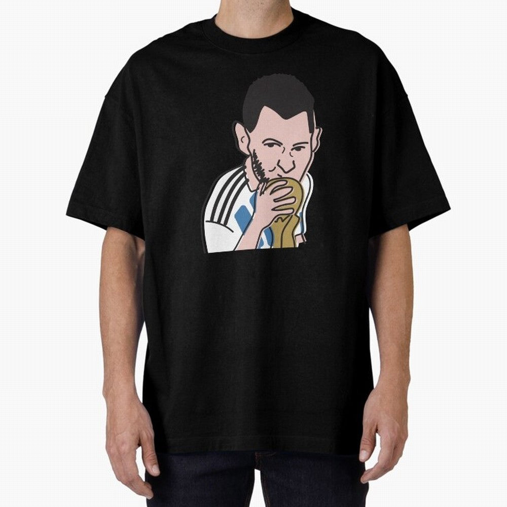 Lionel Messi in Weirdtual Reality Oversized T-Shirt Bring Match Day Fire to Global Football Passion for FIFA World Cup 2026 Group Stage, Celebrating CR7, Argentina and Brazil, Supporter Pride, Iconic Celebrations, Legendary Names and Global Match