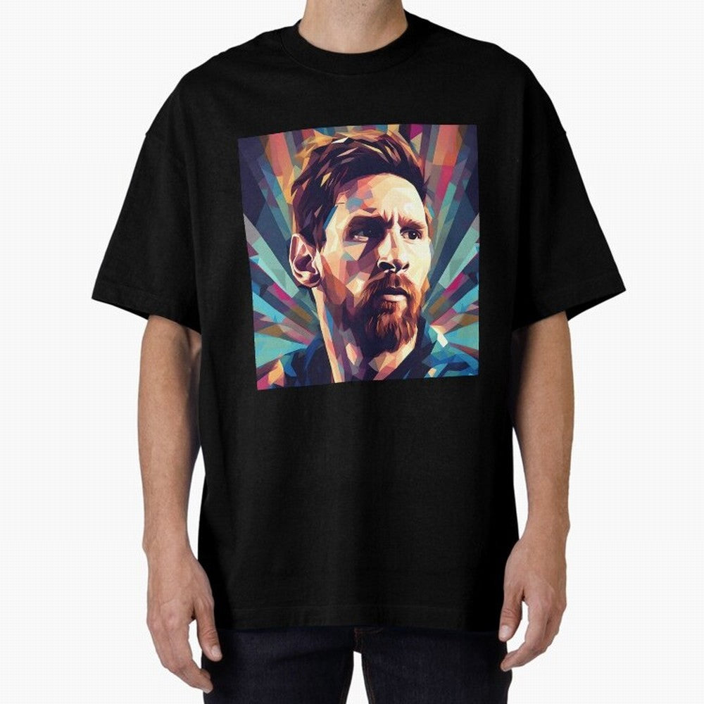 Lionel Messi Portrait Abstract Digital Art, Football Player Classic T-Shirt Bring Retro Soccer Energy to Global Football Passion for FIFA World Cup 2026 USA Canada Mexico, Centered on CR7, Brazil, Championship Spirit, Famous Goals, Roaring Crowds