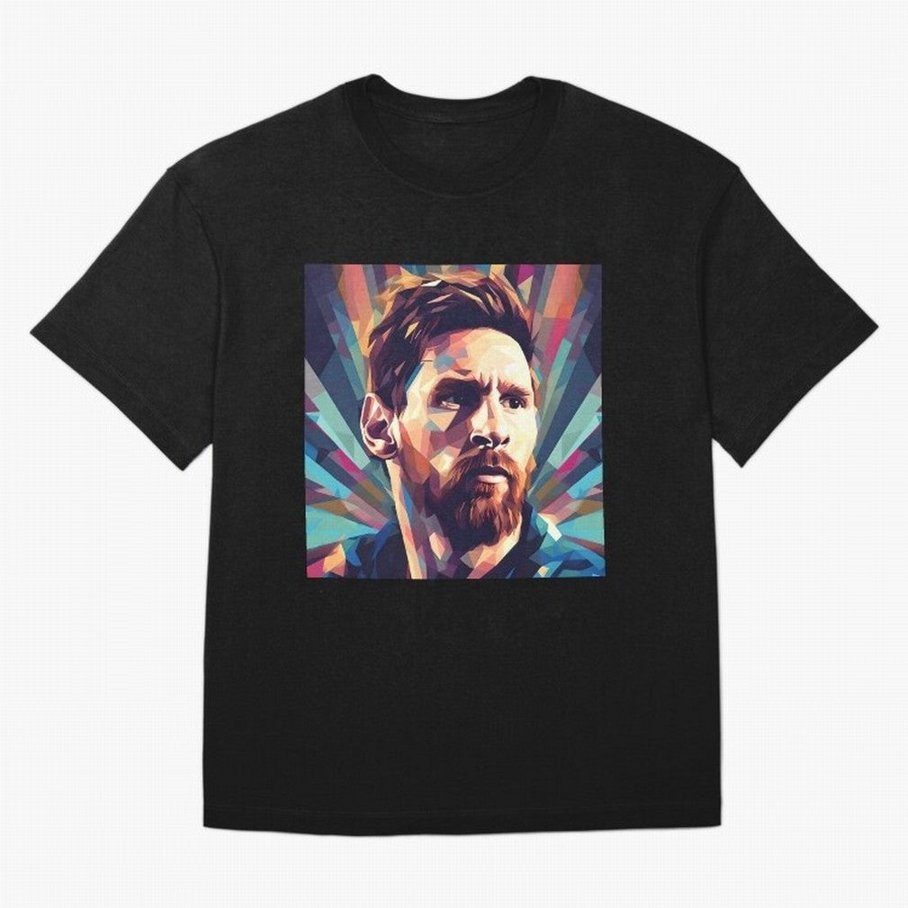 Lionel Messi Portrait Abstract Digital Art, Football Player Classic T-Shirt Bring Retro Soccer Energy to Global Football Passion for FIFA World Cup 2026 USA Canada Mexico, Centered on CR7, Brazil, Championship Spirit, Famous Goals, Roaring Crowds