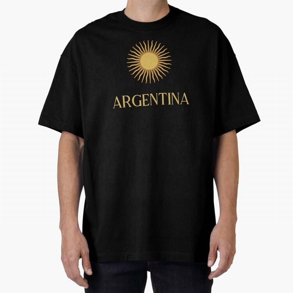 Argentina Gold Oversized T-Shirt Follow the Road to FIFA World Cup 2026 USA Canada Mexico Highlighting Cristiano Ronaldo, Spain Energy, Match Day Excitement, Supporter Culture, Golden Goals and Global Football Passion; Perfect for Fans, Collectors,