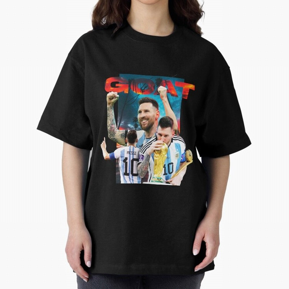 Messi GOAT Premium T-Shirt Step into FIFA World Cup 2026 Spirit, Built around Argentina, France and Brazil, Messi, CR7 and Mbappe, Match Day Excitement, Supporter Culture, Golden Goals and Global Football Passion; Perfect for Fans, Collectors,