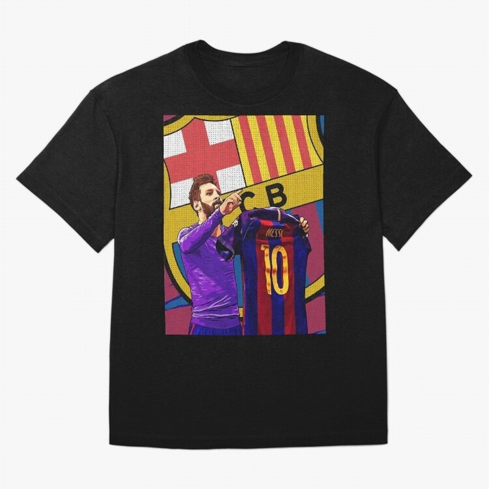 Messi Goat in FC Barcelna Graphic T-Shirt Embrace Global Football Passion for FIFA World Cup 2026 Group Stage, with Haaland, France and Portugal, Vintage Soccer Flavor, Modern Football Stars, National Flags and Final Night Emotion; Ideal for