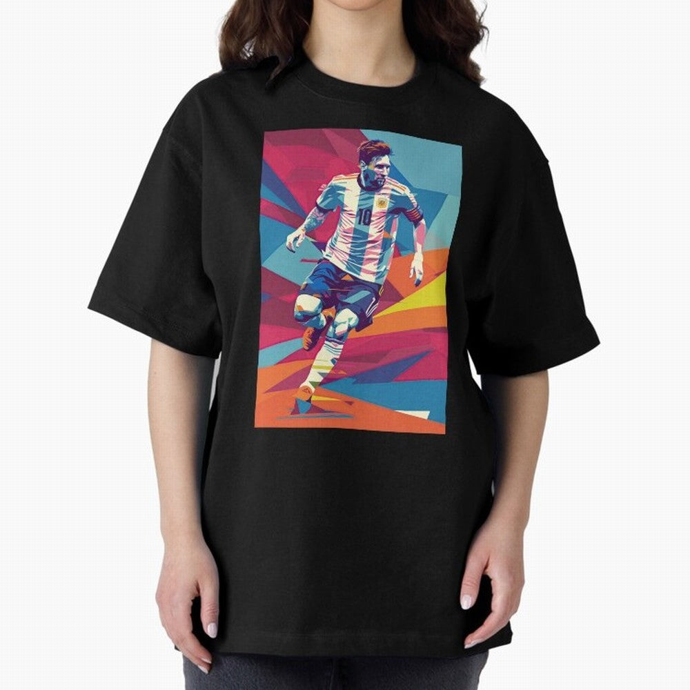 Messi in action Graphic poster design Premium T-Shirt Bring Match Day Fire to Global Football Passion for FIFA World Cup 2026, Centered on Messi, CR7 and Mbappe, Argentina and Brazil, Global Supporter Spirit, Legendary Goals, National Colors and