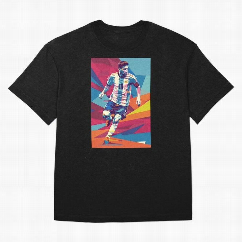 Messi in action Graphic poster design Premium T-Shirt Bring Match Day Fire to Global Football Passion for FIFA World Cup 2026, Centered on Messi, CR7 and Mbappe, Argentina and Brazil, Global Supporter Spirit, Legendary Goals, National Colors and