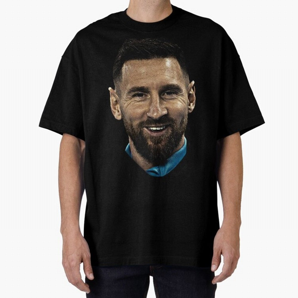 Messi Iconic Smile - Streetwear Style Portrait Premium T-Shirt Stand Out with Spirit from FIFA World Cup 2026 for Fans of Haaland and Argentina and Brazil, Bringing Football Passion, Legendary Performances, Festival Vibes and Supporter Community;