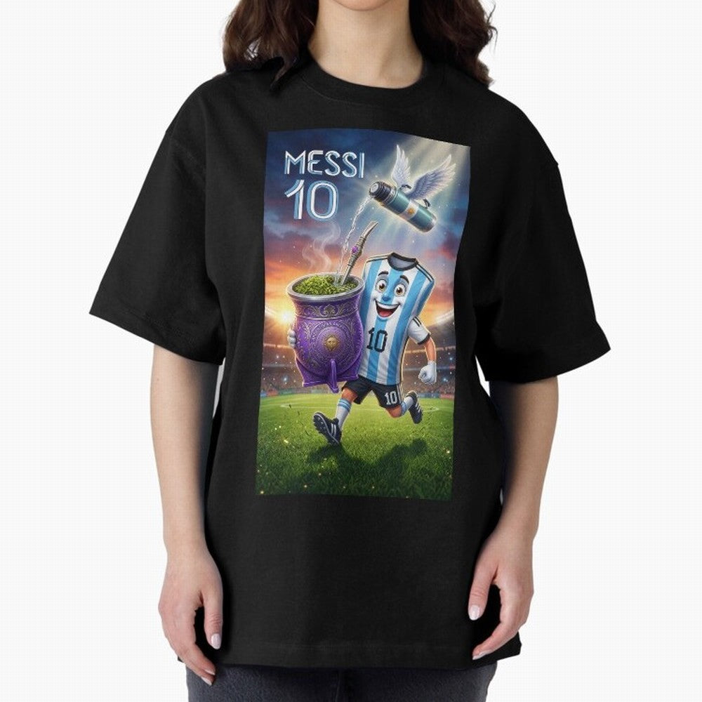 Messi 10 & Mate Magic ¨C The Soul of Argentine Football - Argentina Football Mate Mascot - Messi 10 Soccer Fan Art Oversized T-Shirt Celebrate Global Passion for FIFA World Cup 2026 USA Canada Mexico Spirit, Capturing Spain and Netherlands, Messi,