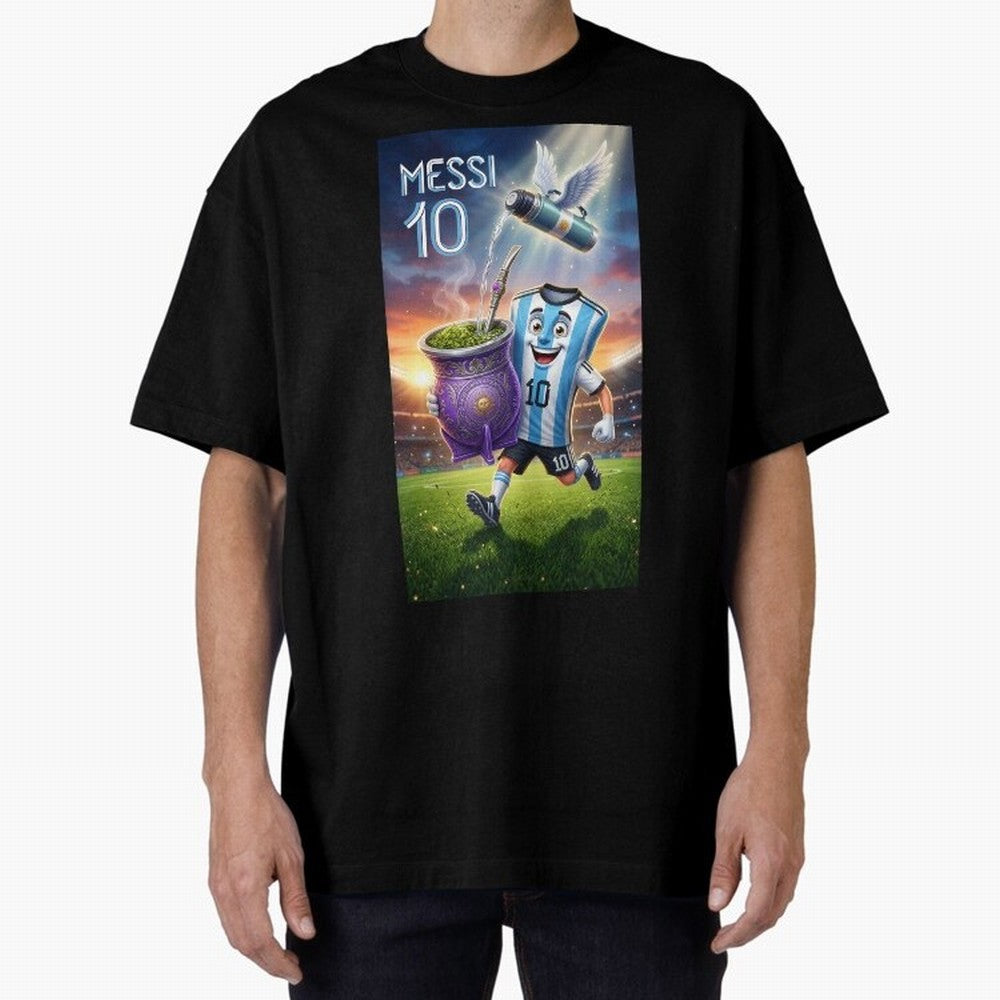 Messi 10 & Mate Magic ¨C The Soul of Argentine Football - Argentina Football Mate Mascot - Messi 10 Soccer Fan Art Oversized T-Shirt Celebrate Global Passion for FIFA World Cup 2026 USA Canada Mexico Spirit, Capturing Spain and Netherlands, Messi,