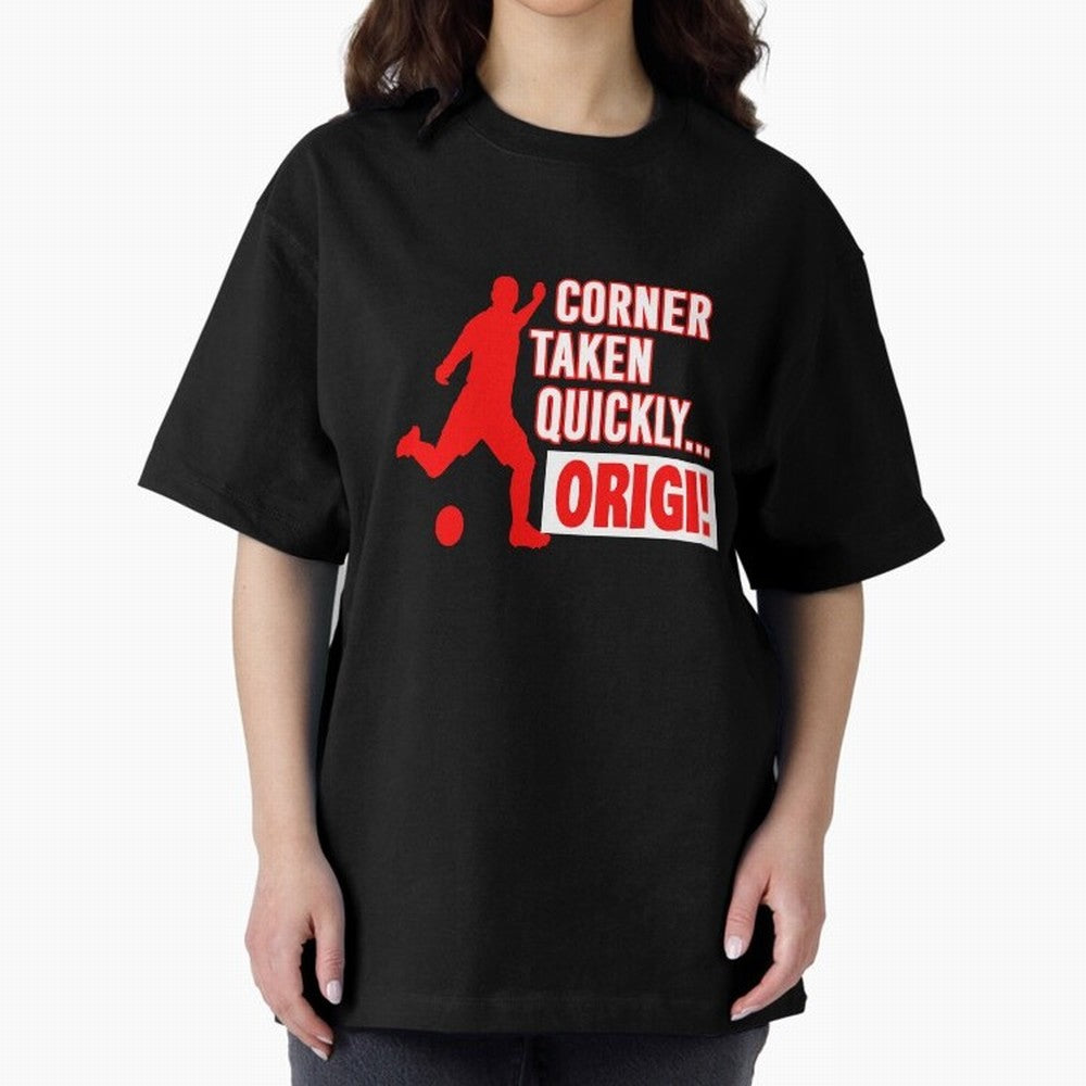 Corner Taken Quickly Origi (Red) Essential T-Shirt Bring Retro Soccer Energy to the FIFA World Cup 2026 USA Canada Mexico Journey through Messi, CR7 and Mbappe Highlights, Portugal, Spain and Germany Pride, Stadium Memories, Football Loyalty,