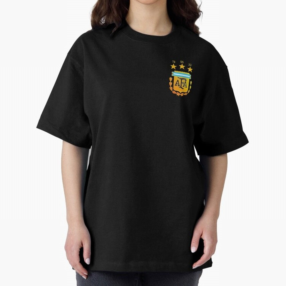 AFA ARGENTINA CHAMPION QATAR 2022 3 STARS Oversized T-Shirt Share the Excitement of FIFA World Cup 2026 Group Stage Celebrating Messi, CR7 and Mbappe, Netherlands Energy, Classic Soccer Heritage, Championship Pressure, Fan Loyalty and International