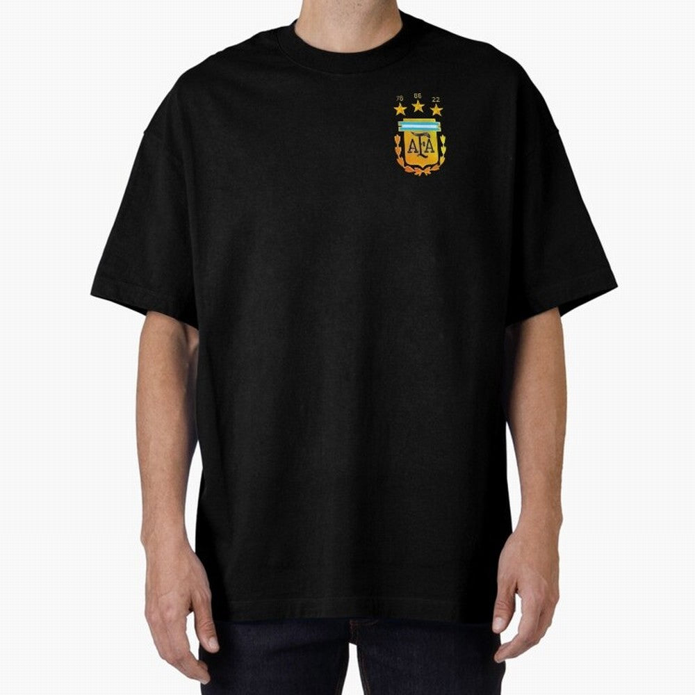AFA ARGENTINA CHAMPION QATAR 2022 3 STARS Oversized T-Shirt Share the Excitement of FIFA World Cup 2026 Group Stage Celebrating Messi, CR7 and Mbappe, Netherlands Energy, Classic Soccer Heritage, Championship Pressure, Fan Loyalty and International