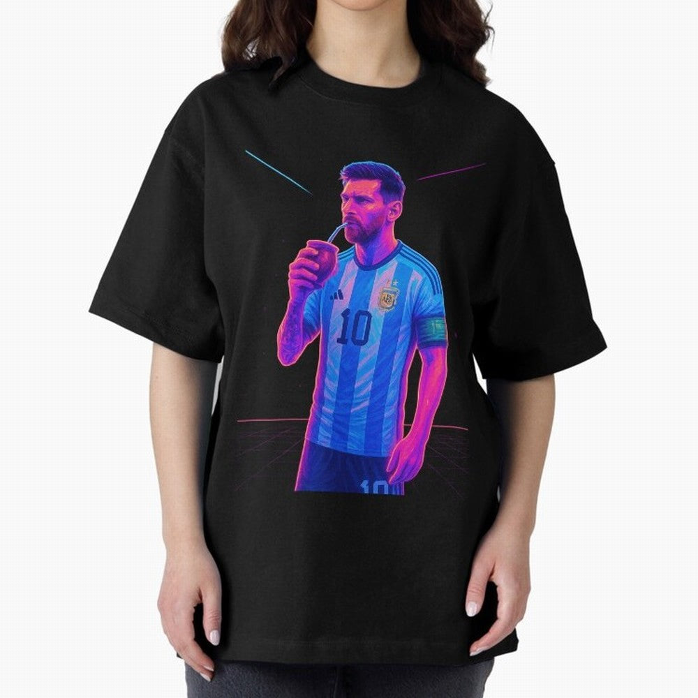 Messi The Goat Art Neon Synthwave Cyberpunk ¨C Retro Futuristic Classic T-Shirt Bring International Match Energy to Global Football Passion for FIFA World Cup 2026 Group Stage, Driven by Neymar, Haaland and Cristiano Ronaldo, Germany, Tournament