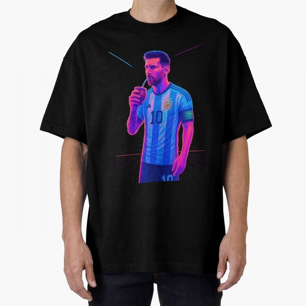 Messi The Goat Art Neon Synthwave Cyberpunk ¨C Retro Futuristic Classic T-Shirt Bring International Match Energy to Global Football Passion for FIFA World Cup 2026 Group Stage, Driven by Neymar, Haaland and Cristiano Ronaldo, Germany, Tournament