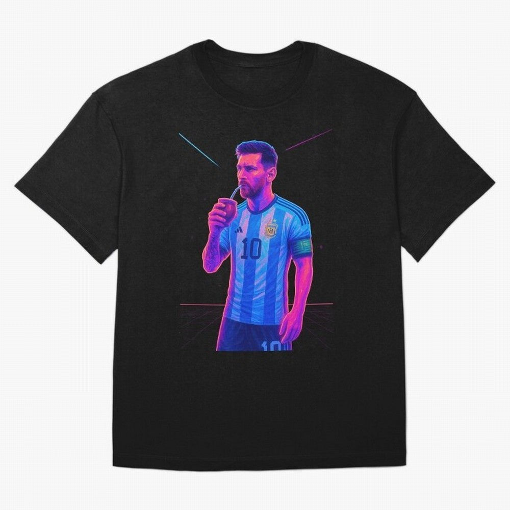 Messi The Goat Art Neon Synthwave Cyberpunk ¨C Retro Futuristic Classic T-Shirt Bring International Match Energy to Global Football Passion for FIFA World Cup 2026 Group Stage, Driven by Neymar, Haaland and Cristiano Ronaldo, Germany, Tournament