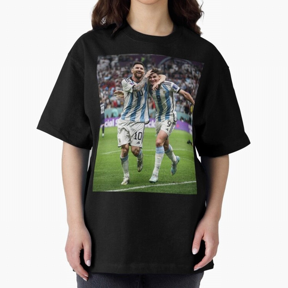 Messi x Alvarez Semifinal Classic T-Shirt Follow FIFA World Cup 2026 Centered on CR7 and Messi, France and Portugal Energy, Goal Celebration Energy, Supporter Heritage, Football Icons and Worldwide Tournament Joy; Made for Die Hard Supporters,