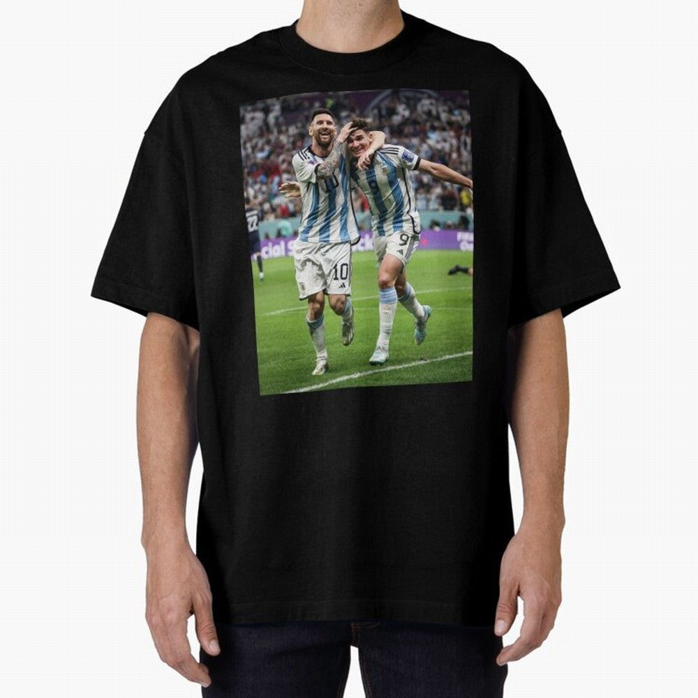 Messi x Alvarez Semifinal Classic T-Shirt Follow FIFA World Cup 2026 Centered on CR7 and Messi, France and Portugal Energy, Goal Celebration Energy, Supporter Heritage, Football Icons and Worldwide Tournament Joy; Made for Die Hard Supporters,