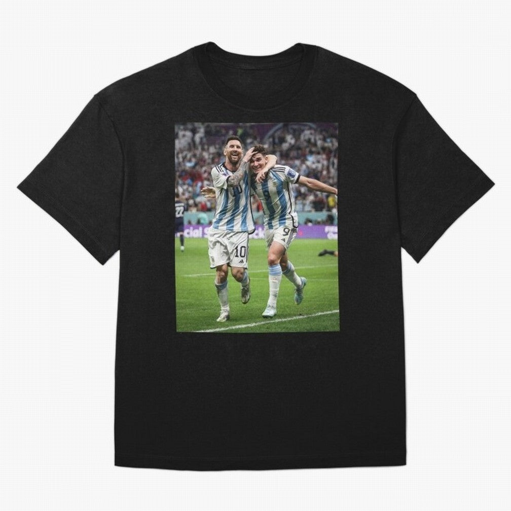 Messi x Alvarez Semifinal Classic T-Shirt Follow FIFA World Cup 2026 Centered on CR7 and Messi, France and Portugal Energy, Goal Celebration Energy, Supporter Heritage, Football Icons and Worldwide Tournament Joy; Made for Die Hard Supporters,