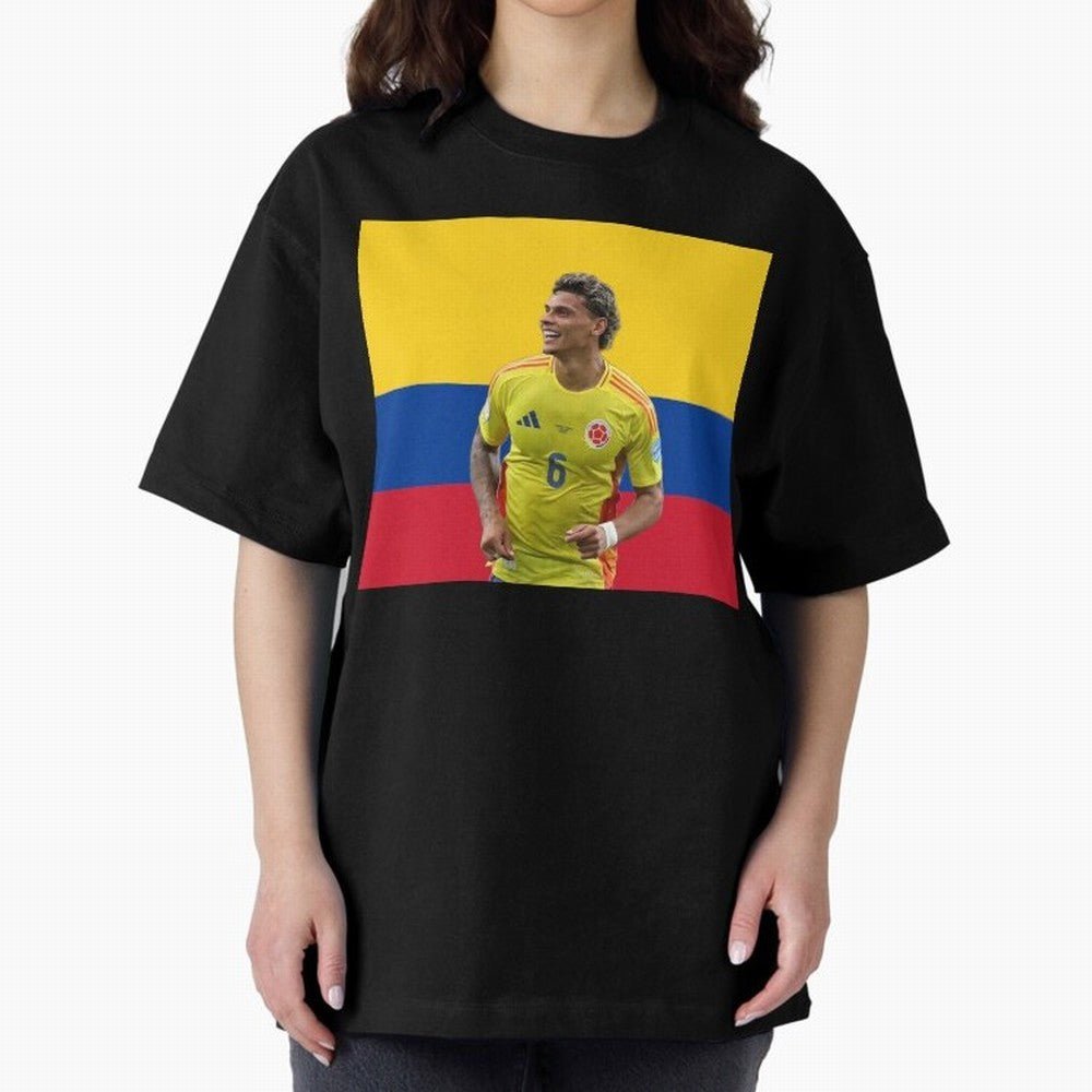 Richard Rios Colombian Flag Oversized T-Shirt Bring a Vintage Feel to FIFA World Cup 2026 Group Stage Spirit, Filled with Argentina and Brazil, CR7, Championship Spirit, Famous Goals, Roaring Crowds and International Football Unity; Perfect for