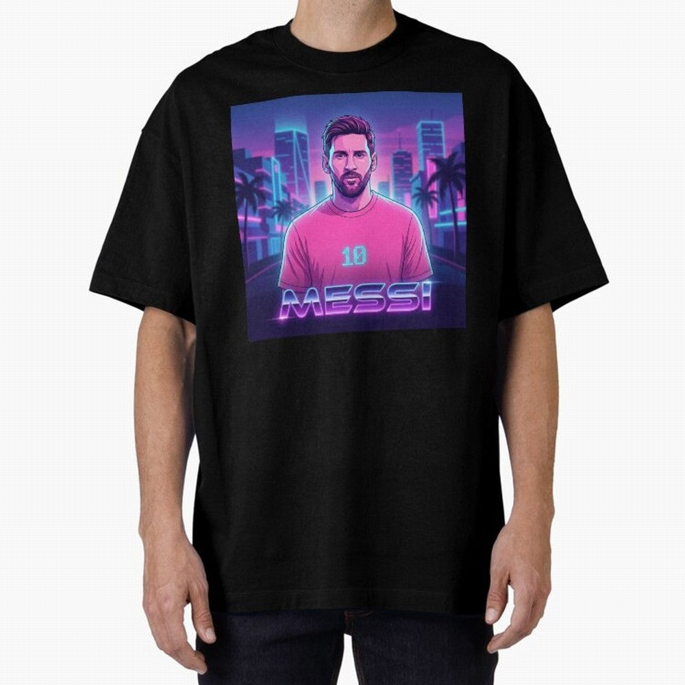 Inter Miami? Football Legend Messi Cyberpunk Retro Futurist Design (Version 2) Classic T-Shirt Show Your Stadium Side during FIFA World Cup 2026 Group Stage for Fans of Messi and Argentina, France and Brazil, Bringing Champion Mindset, Group Stage