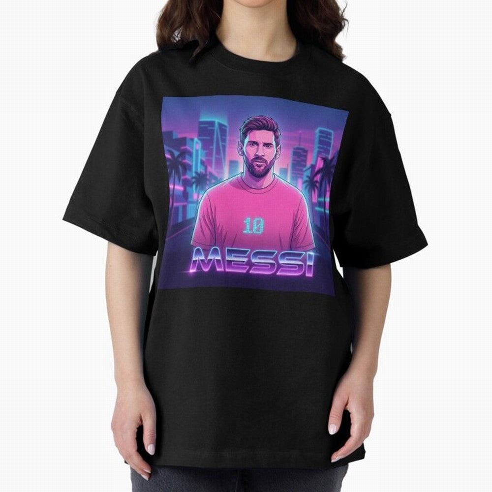 Inter Miami? Football Legend Messi Cyberpunk Retro Futurist Design (Version 2) Classic T-Shirt Show Your Stadium Side during FIFA World Cup 2026 Group Stage for Fans of Messi and Argentina, France and Brazil, Bringing Champion Mindset, Group Stage