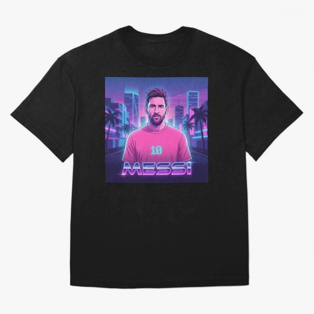 Inter Miami? Football Legend Messi Cyberpunk Retro Futurist Design (Version 2) Classic T-Shirt Show Your Stadium Side during FIFA World Cup 2026 Group Stage for Fans of Messi and Argentina, France and Brazil, Bringing Champion Mindset, Group Stage