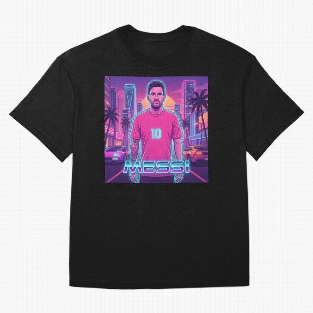Inter Miami? Football Legend Messi Cyberpunk Retro Futurist Design (Version 3) Classic T-Shirt Bring FIFA World Cup 2026 USA Canada Mexico Made for Neymar, Argentina, France and Brazil Energy, Soccer Culture, Superstar Moments, National Team Dreams