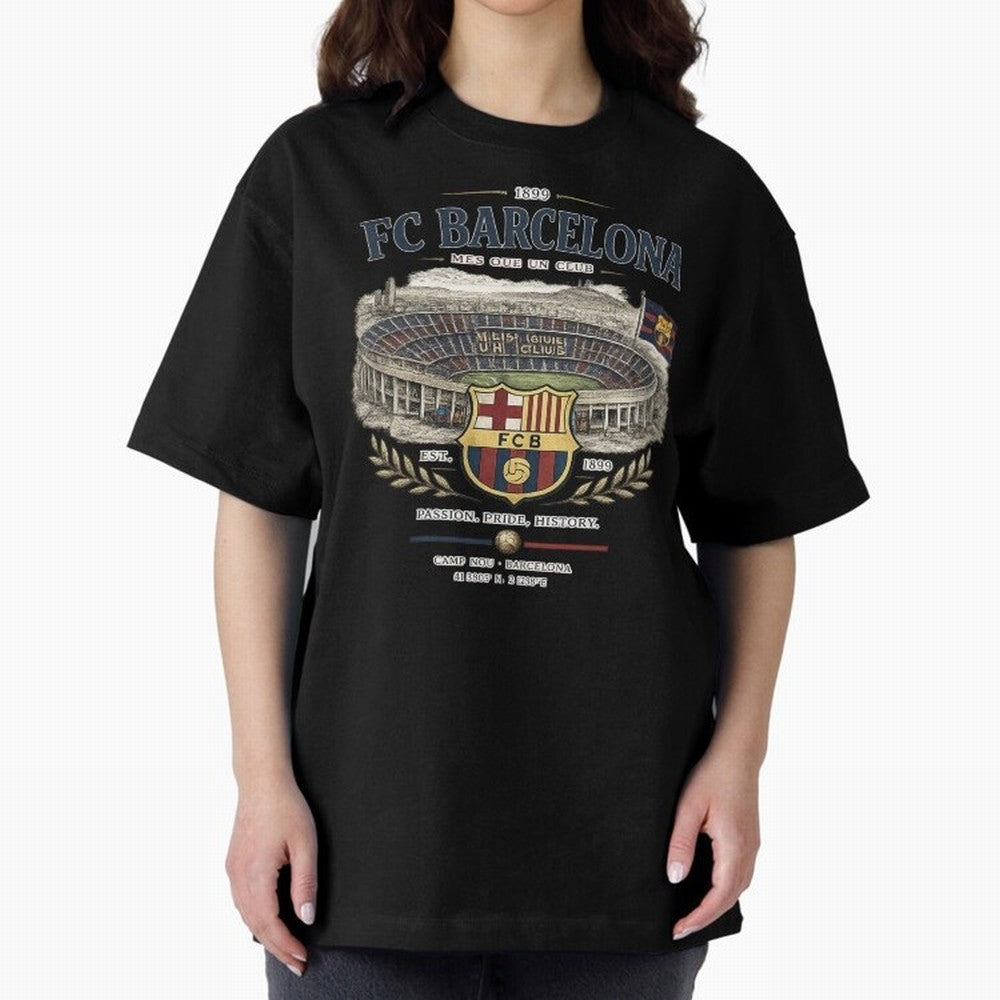 FC Barcelona Vintage Football Streetwear Oversized T-Shirt Feel the Heartbeat of FIFA World Cup 2026 Group Stage Spirit, Highlighting Argentina and Brazil, CR7, Sports Nostalgia, International Competition, Famous Players and Unforgettable