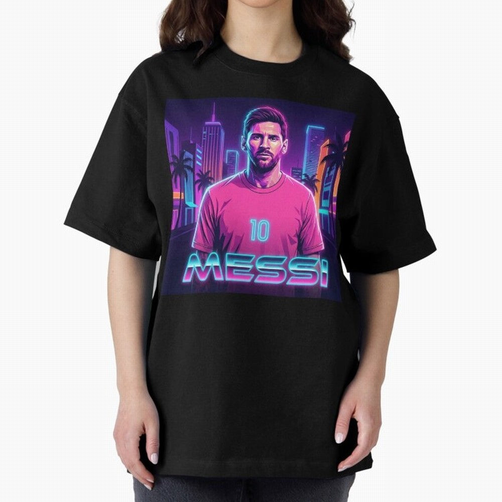Inter Miami? Football Legend Messi Cyberpunk Retro Futurist Design (Version 4) Classic T-Shirt Show Your Love for FIFA World Cup 2026 Spirit, Highlighting Spain, CR7 and Messi, Vintage Soccer Flavor, Modern Football Stars, National Flags and Final