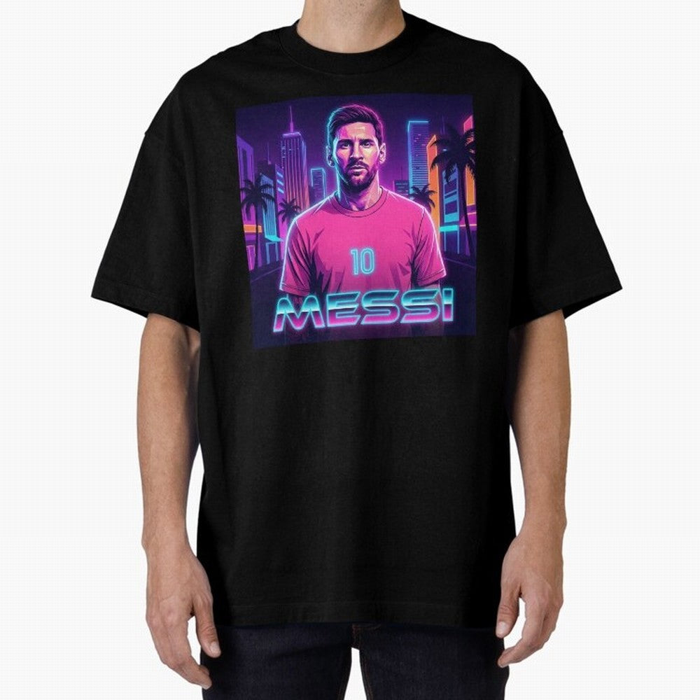 Inter Miami? Football Legend Messi Cyberpunk Retro Futurist Design (Version 4) Classic T-Shirt Show Your Love for FIFA World Cup 2026 Spirit, Highlighting Spain, CR7 and Messi, Vintage Soccer Flavor, Modern Football Stars, National Flags and Final