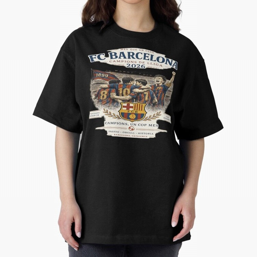 FC Barcelona Champions Vintage 2026 Oversized T-Shirt Stand Out with Spirit from Match Day Hype around FIFA World Cup 2026 USA Canada Mexico, CR7 and Messi, Argentina, Tournament Hype, Historic Matchups, Family Viewing Parties and Global Sports