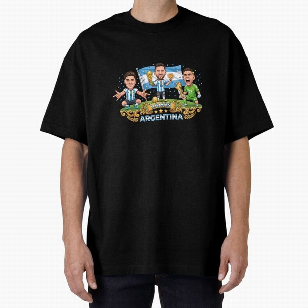 Argentina World Champions Messi Cartoon Classic T-Shirt Bring Legendary Rivalry Energy to FIFA World Cup 2026 USA Canada Mexico Connected to Neymar, Haaland and Cristiano Ronaldo, Spain Energy, Stadium Chants, National Pride, Trophy Dreams and