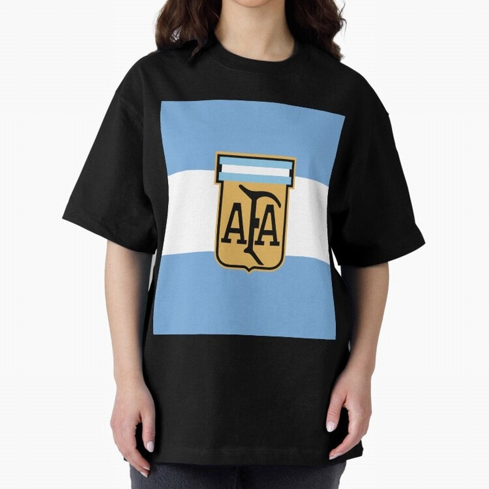 Argentina | 2026 World Cup Fan Apparel Oversized T-Shirt Celebrate Fan Favorites in Global Football Passion for FIFA World Cup 2026, Driven by Mbappe and Neymar, Argentina and Brazil, Retro Football Energy, Iconic Rivalries, Trophy Chase Drama and