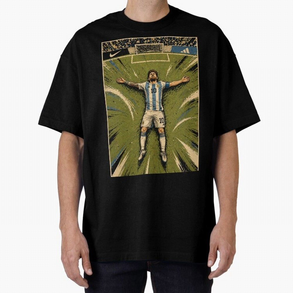 Messi Argentine Football Legend Celebration Poster | Vintage Comic Soccer Champion Art Classic T-Shirt Relive the Noise and Pride of the FIFA World Cup 2026 USA Canada Mexico Journey through Cristiano Ronaldo Highlights, England and Germany Pride,