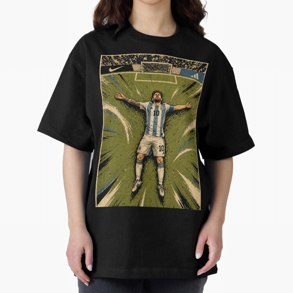 Messi Argentine Football Legend Celebration Poster | Vintage Comic Soccer Champion Art Classic T-Shirt Relive the Noise and Pride of the FIFA World Cup 2026 USA Canada Mexico Journey through Cristiano Ronaldo Highlights, England and Germany Pride,