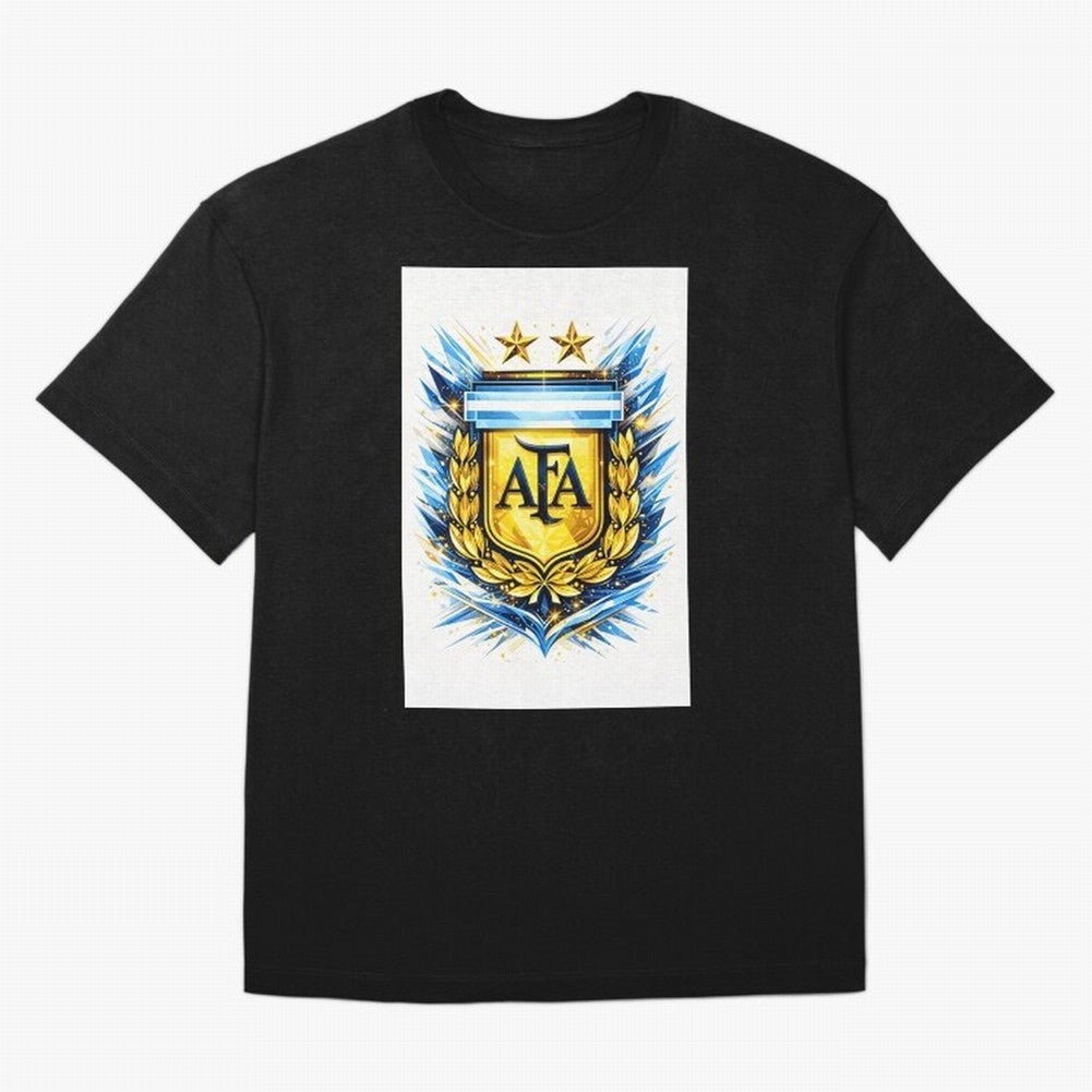 Argentina champions AFA crest gold blue soccer design Oversized T-Shirt Bring International Match Energy to FIFA World Cup 2026 Made for Neymar, Haaland and Cristiano Ronaldo, Argentina, France and Brazil Energy, Fan Favorite Moments, National Team