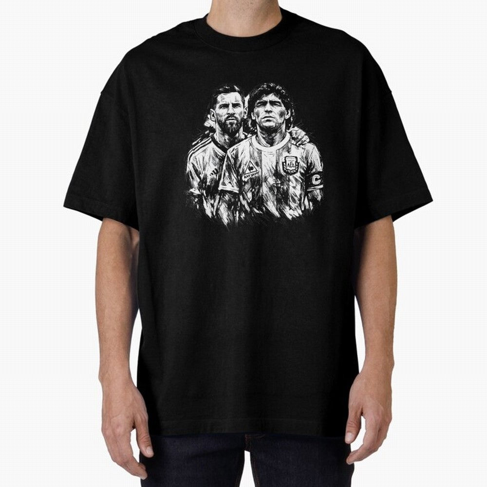Messi & Maradona ¨C Eternal Legacy Classic T-Shirt Honor the Football Icons of FIFA World Cup 2026 Spirit, Featuring England, Messi, Vintage Soccer Flavor, Modern Football Stars, National Flags and Final Night Emotion; Great for Watch Parties,