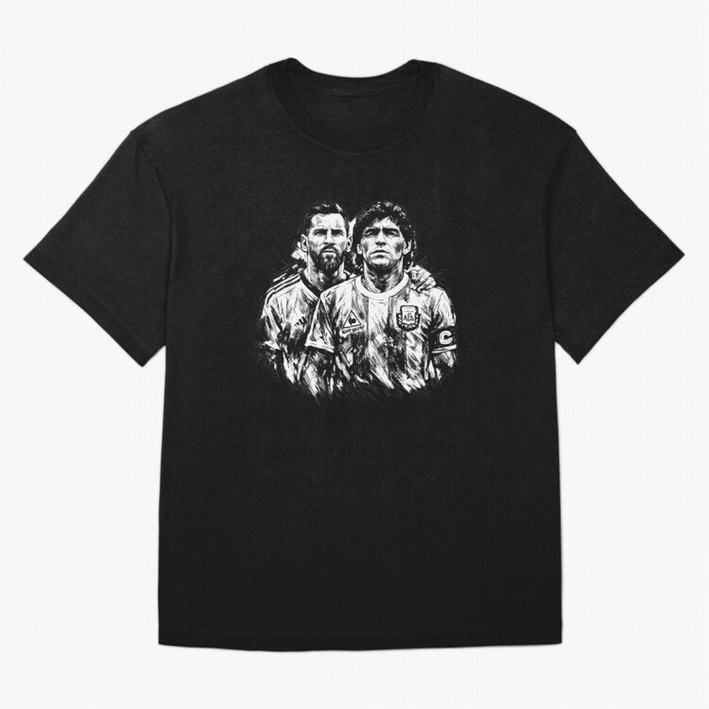 Messi & Maradona ¨C Eternal Legacy Classic T-Shirt Honor the Football Icons of FIFA World Cup 2026 Spirit, Featuring England, Messi, Vintage Soccer Flavor, Modern Football Stars, National Flags and Final Night Emotion; Great for Watch Parties,